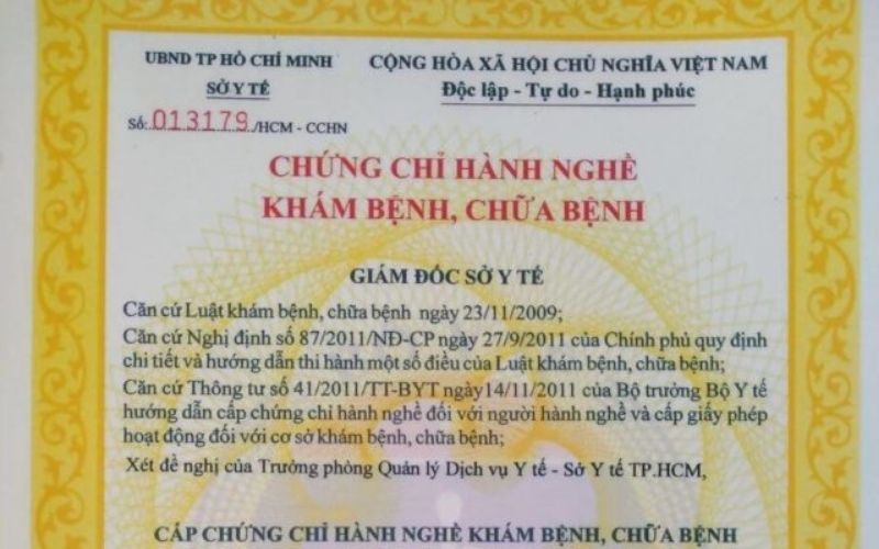 chứng chỉ hành nghề