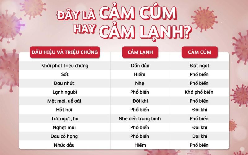 Phân biệt giữa cảm cúm và cảm lạnh