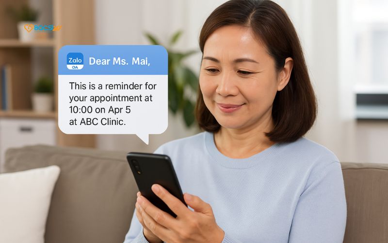 quy trình nhắc lịch khám bằng zalo oa