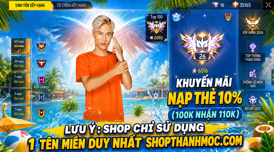ShopThanhMoc.com : Shop Acc Free Fire Uy Tín - Giao Dịch Tự Động banner 1