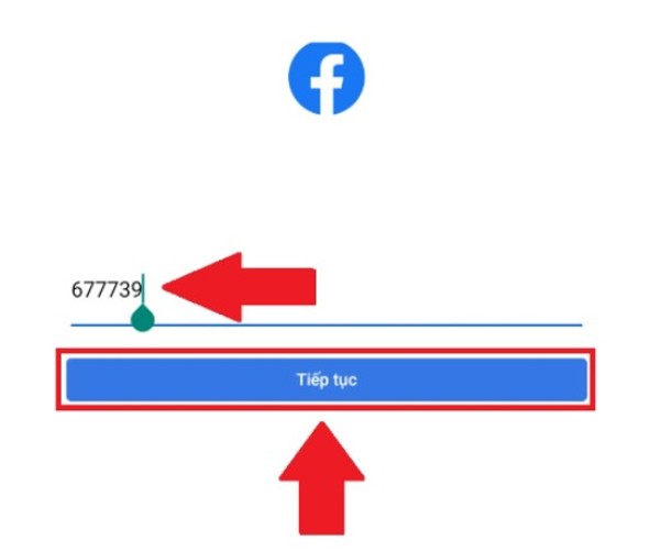 điền code v&agrave; ấn tiếp tục