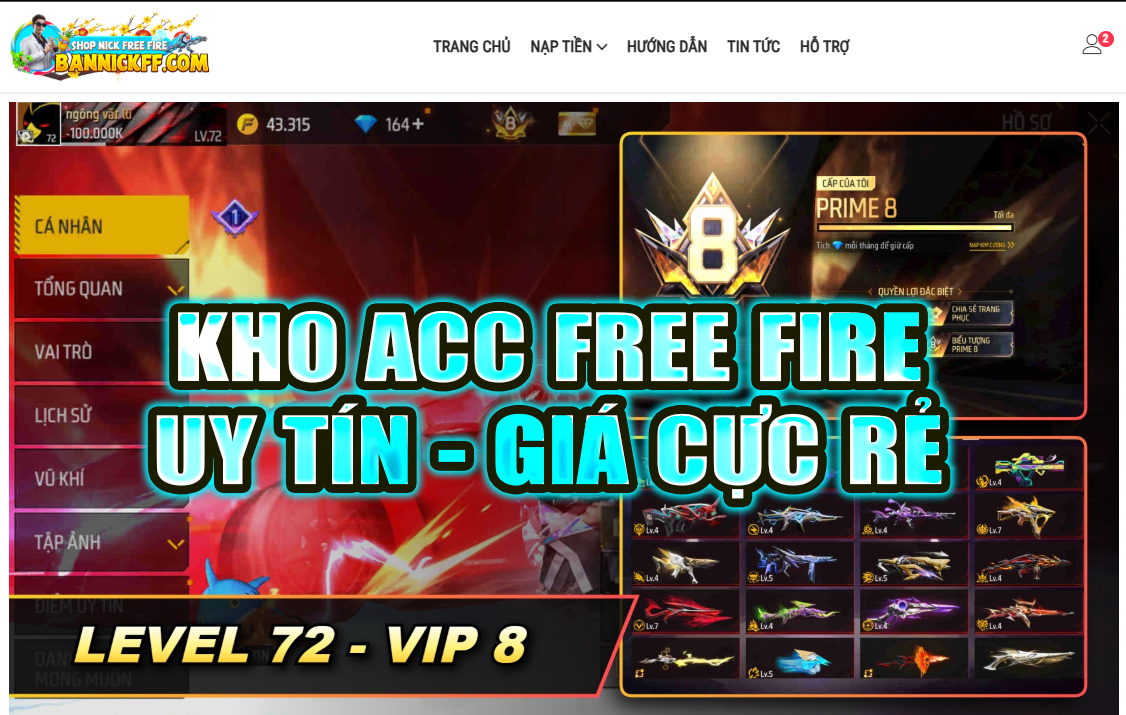 kho acc free fire uy t&iacute;n gi&aacute; rẻ nhất việt nam