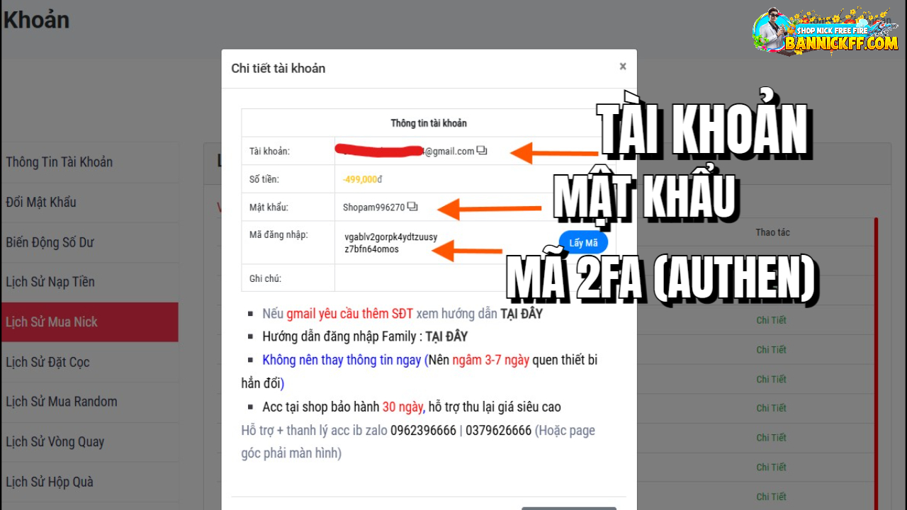 lịch sử mua h&agrave;ng v&agrave; c&aacute;c th&ocirc;ng tin b&agrave;n giao