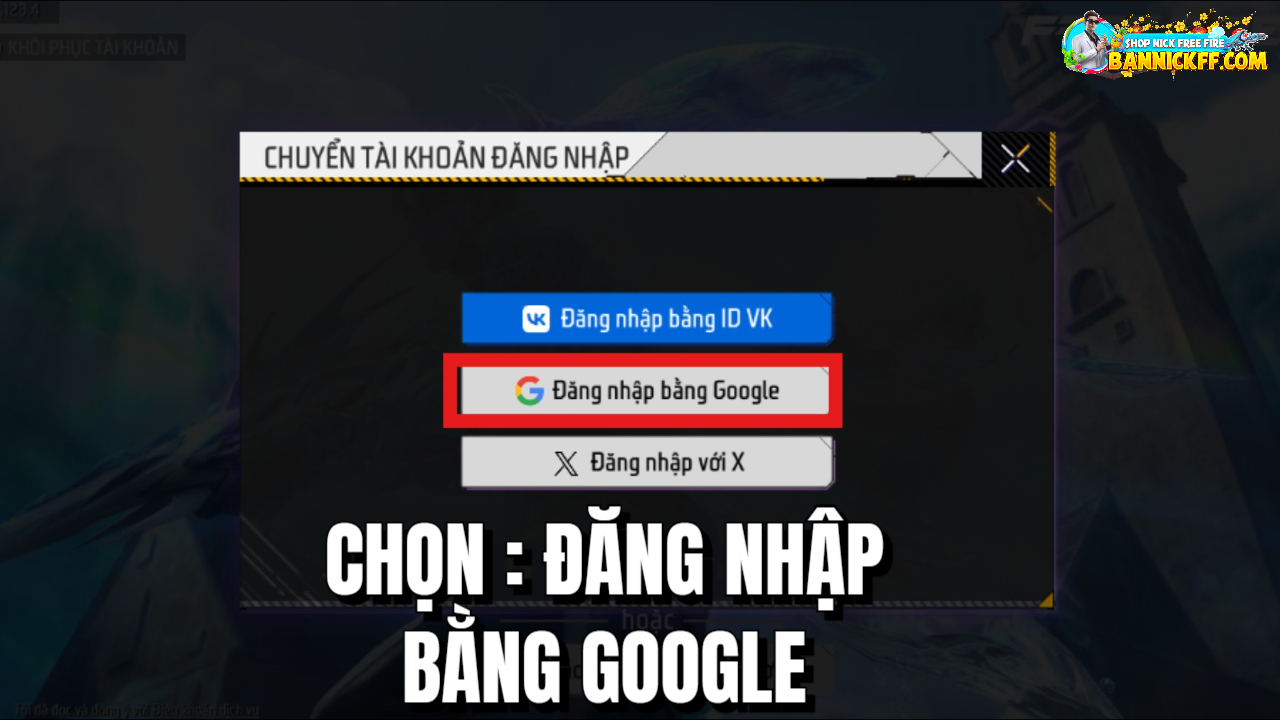 Chọn h&igrave;nh thức đăng nhập Google