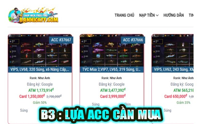 nhận nick ngay lập tức