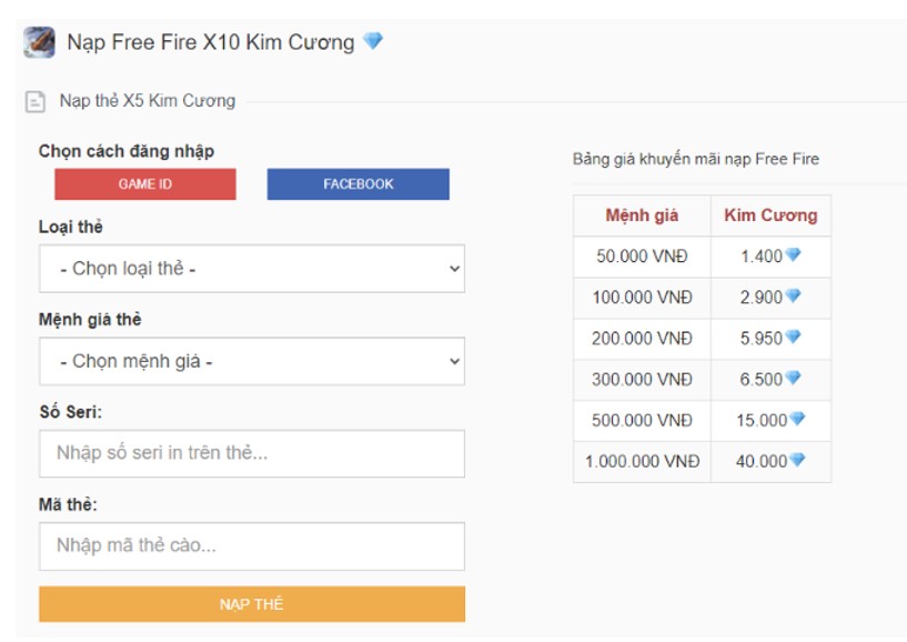 tr&aacute;nh xa c&aacute;c website nạp kim cương x5, x10, x20