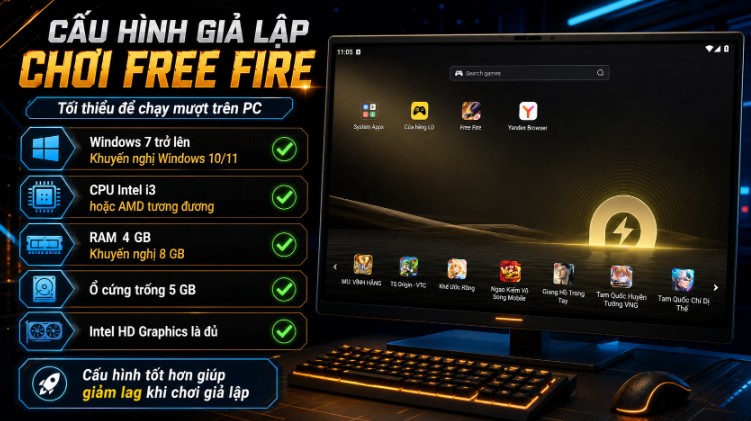 cấu h&igrave;nh chơi free fire tr&ecirc;n giả lập