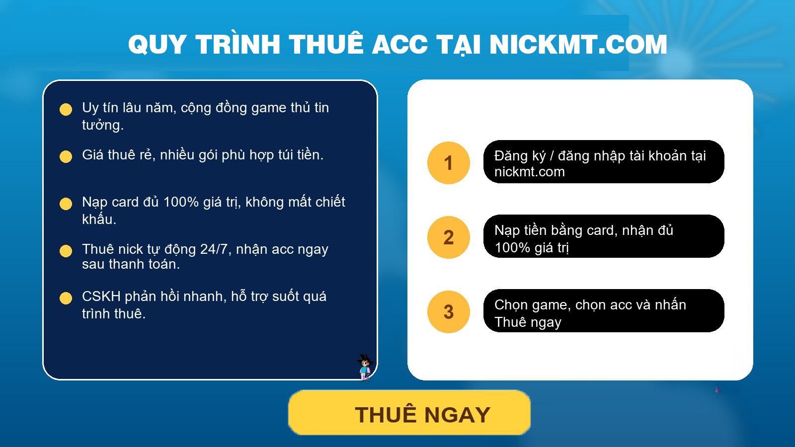 hướng dẫn thu&ecirc; acc game tại nickmt
