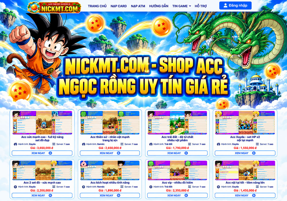 Shop Nick Ngọc Rồng Uy Tín - Giá Tốt 2026