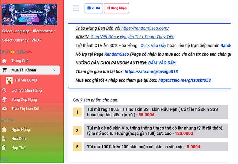 Random5sao.com– Shop Chuyên Acc Trắng (Random)