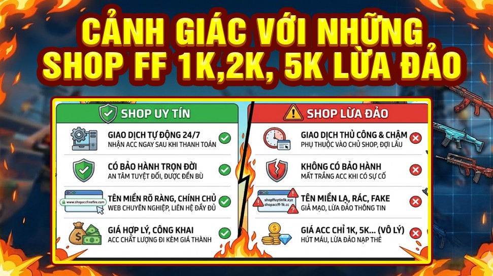 cảnh gi&aacute;c với c&aacute;c shop acc ff 1k, 2k, 5k lừa đảo đ&aacute;nh v&agrave;o l&ograve;ng tham