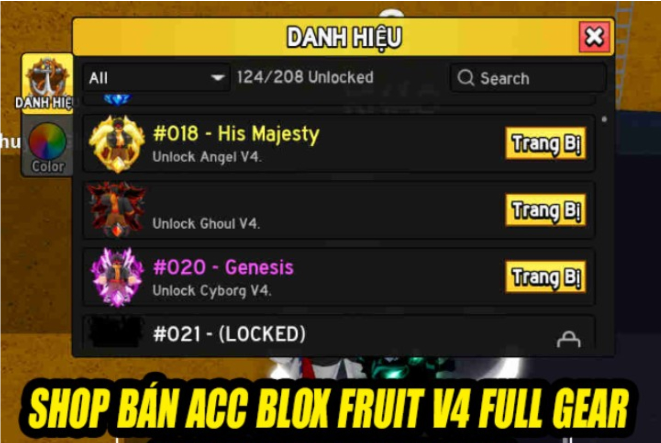 Shop B&aacute;n Acc Blox Fruits V4 Full Gear  