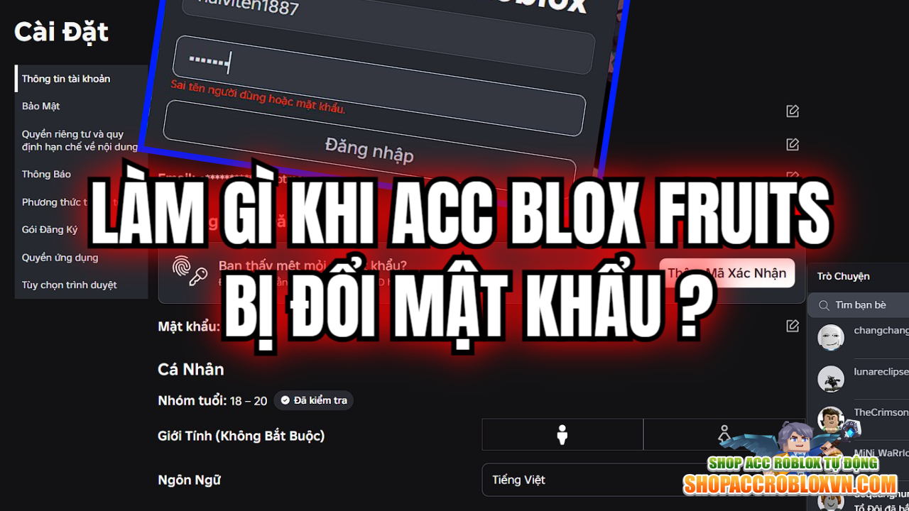 Mua Nick Blox Fruit Có Bị Đổi Mật Khẩu? 5 Cách Bảo Mật 2026