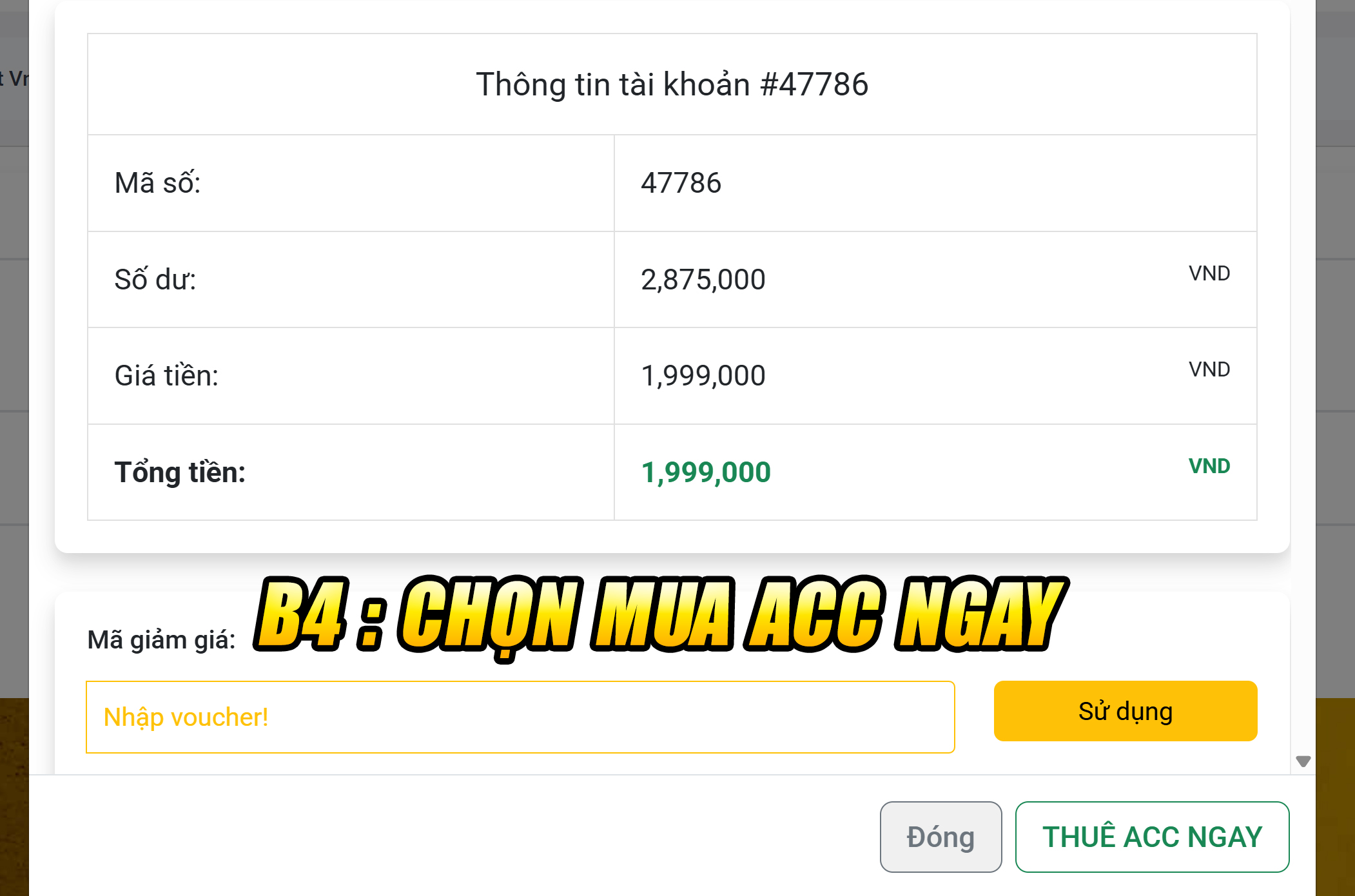 chọn mua acc ngay