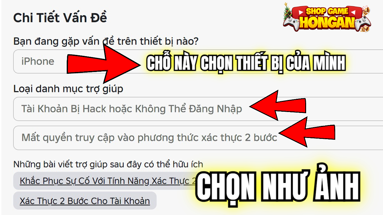 chọn thiết bị v&agrave; n&ecirc;u r&otilde; vấn đề đang gặp