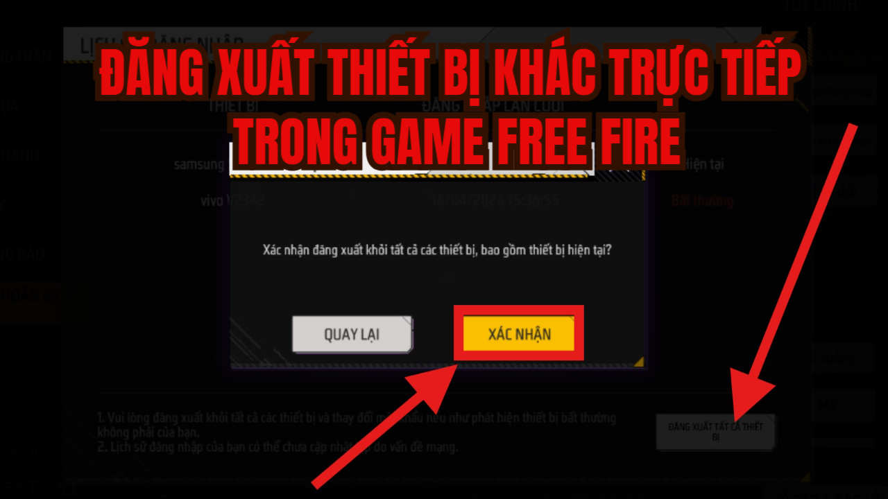 C&aacute;ch Đăng Xuất Nick Free Fire Khỏi Thiết Bị Trực Tiếp