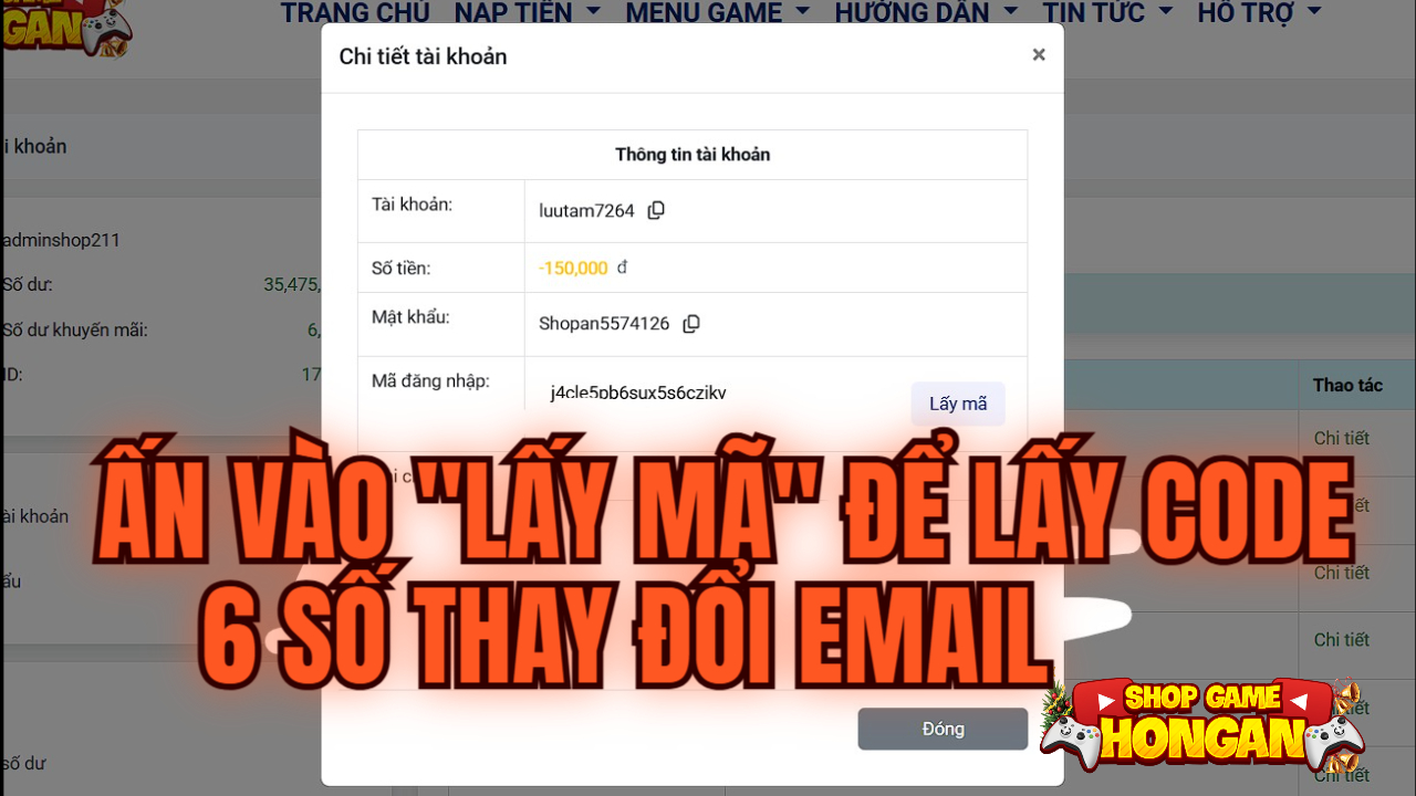 hướng dẫn lấy code trực tiếp tại shop