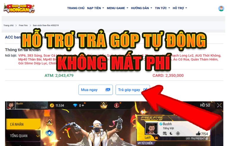 hỗ trợ mua nick game trả góp không mất phí