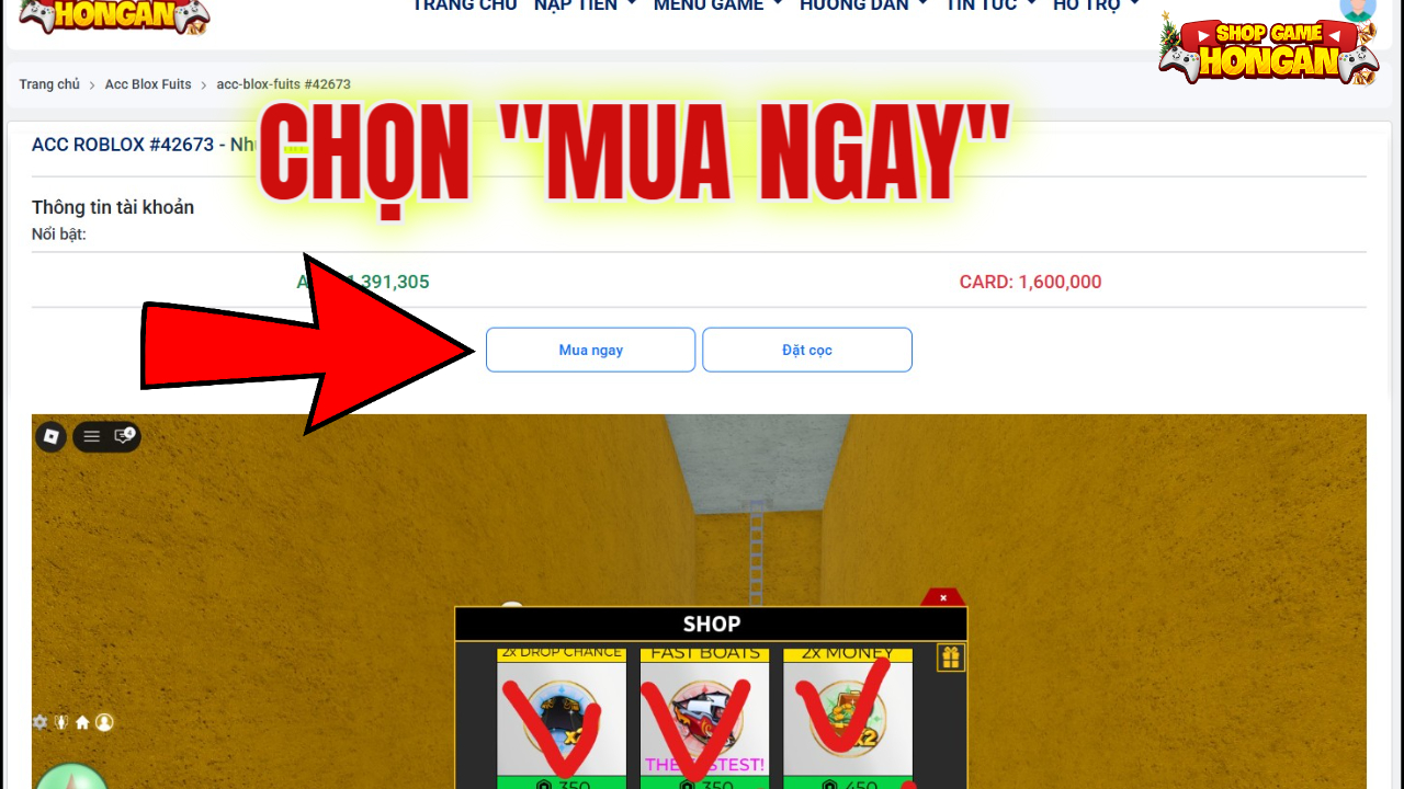 click chọn mua ngay để thanh to&aacute;n v&agrave; nhận acc