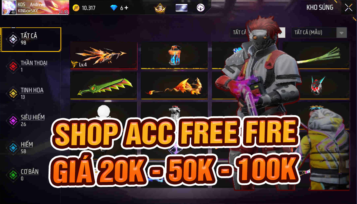 Shop Acc Free Fire Giá Học Sinh 9K - 20K – 50K