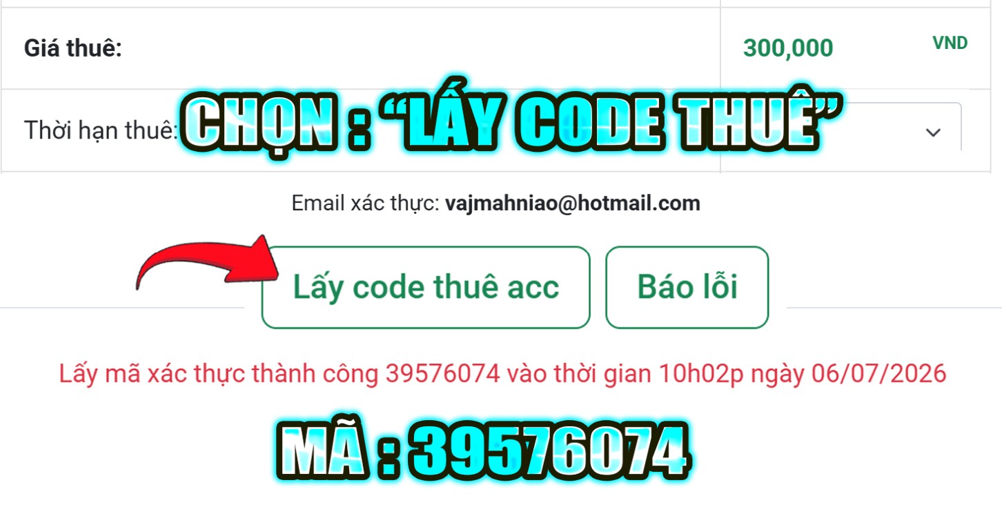 chọn lấy code để lấy m&atilde; x&aacute;c thực 8 số