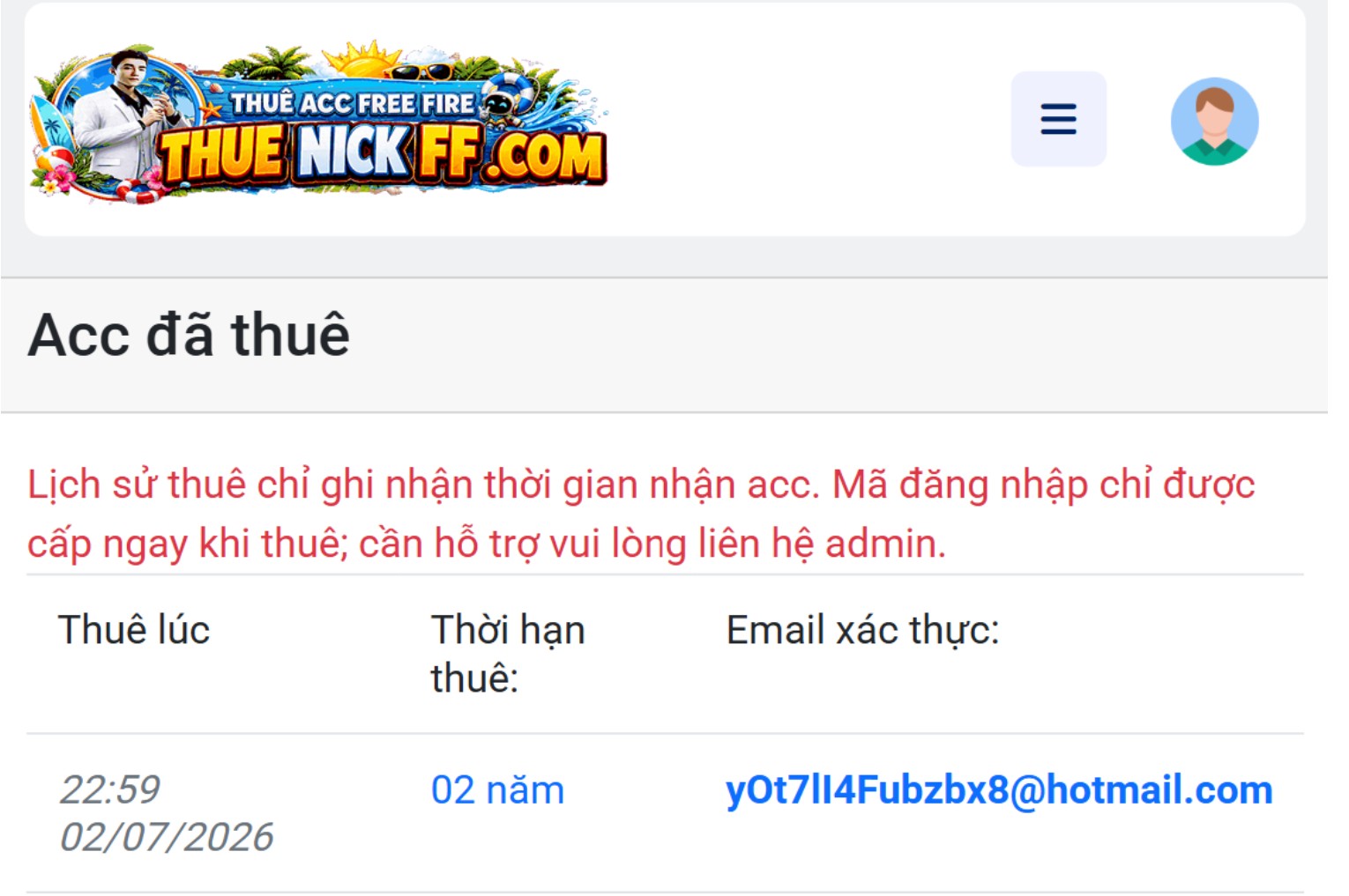 Xem lịch sử acc free fire đ&atilde; thu&ecirc;