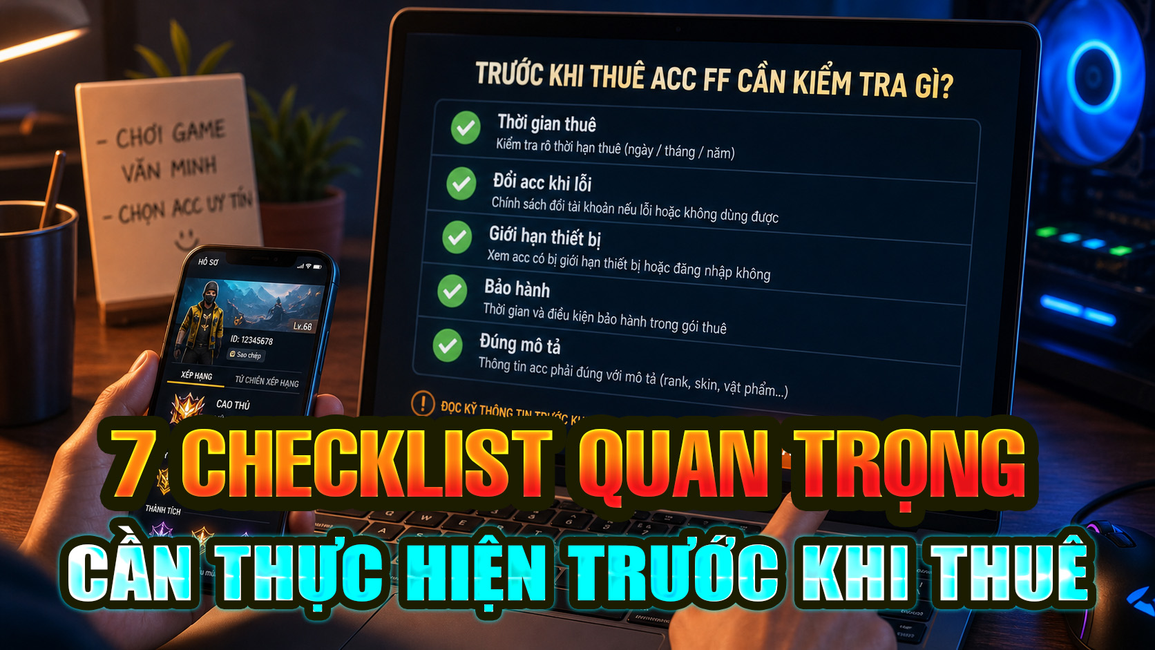 trước khi thu&ecirc; acc ff cần kiểm tra những vấn đề g&igrave; ?