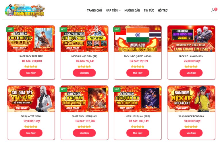 Top 5 Dòng Acc FF Dưới 50K Bán Chạy Nhất Tại bannickff.com