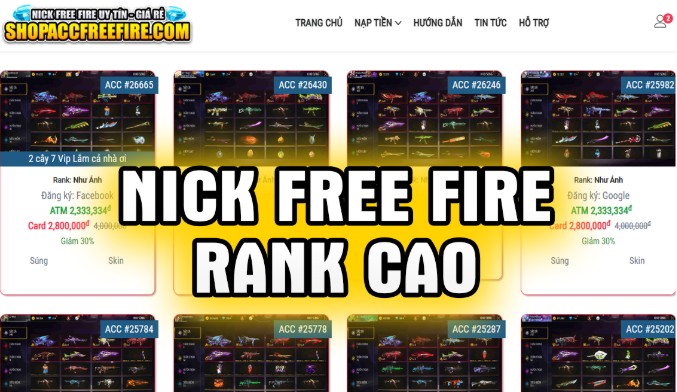 Acc VIP Free Fire giá bao nhiêu