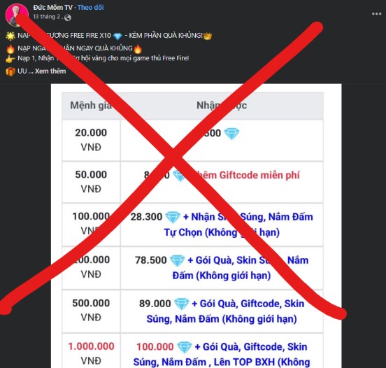 Cảnh giác với các sự kiện Facebook, TikTok tương tác nhận acc miễn phí