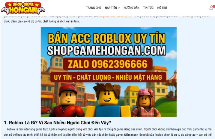 tại sao nên mua acc roblox tại shopgamehongan.com