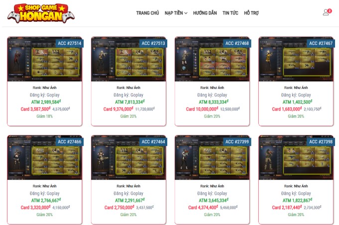 shop bán acc cf giá rẻ uy tín shopgamehongan.com
