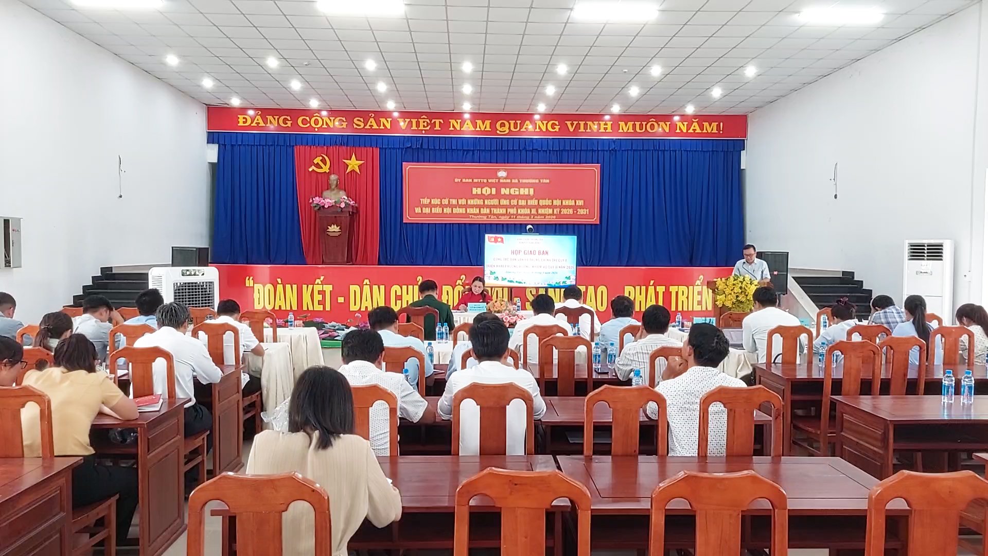 Thường Tân tổ chức hội nghị giao ban công tác Dân vận, Mặt trận và các Đoàn thể quý I, triển khai phương hướng nhiệm vụ quý II năm 2026