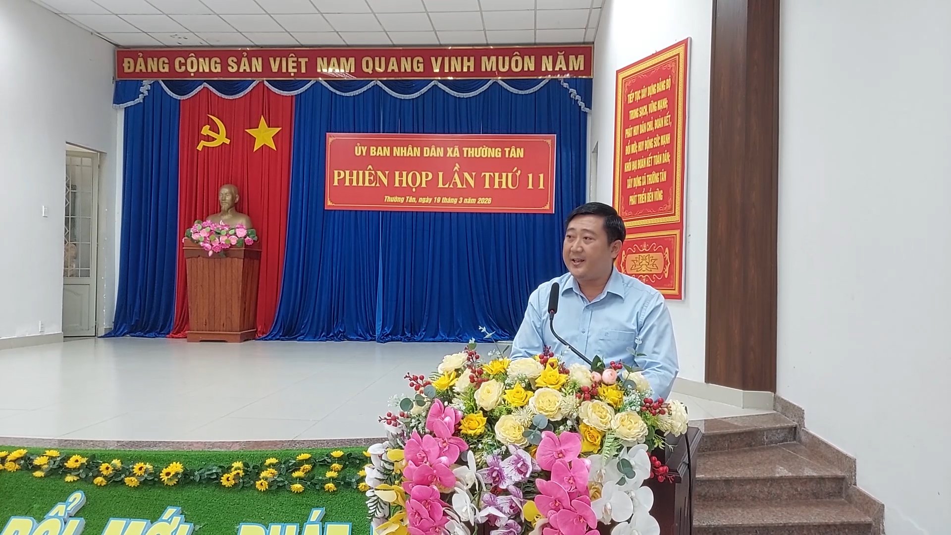 UBND Thường Tân tổ chức phiên họp lần thứ 11 thông qua dự thảo Báo cáo tình hình kinh tế xã hội quý I, nhiệm vụ giải pháp quý II-2026