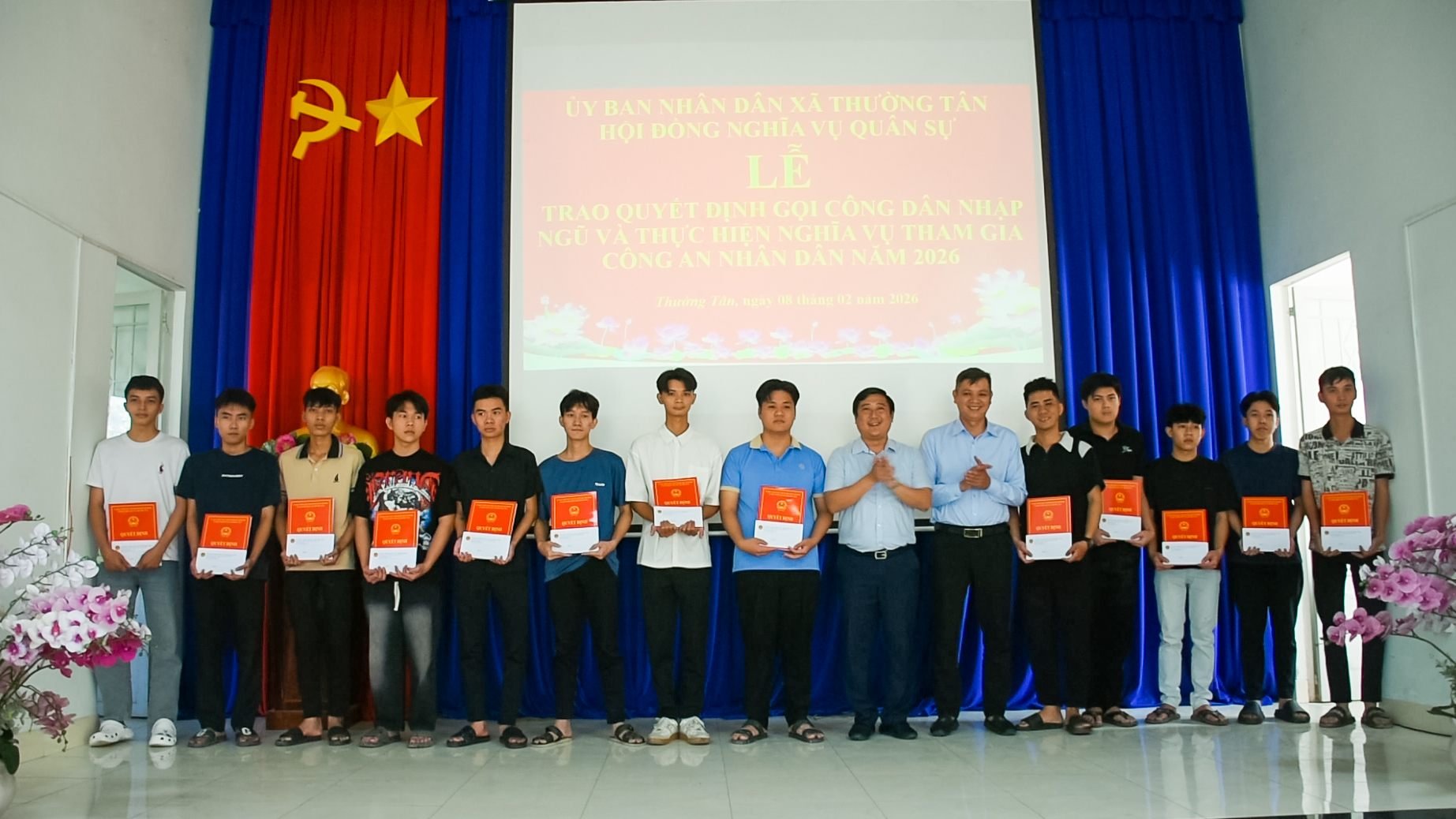 Thường Tân tổ chức Lễ trao Quyết định gọi công dân nhập ngũ năm 2026