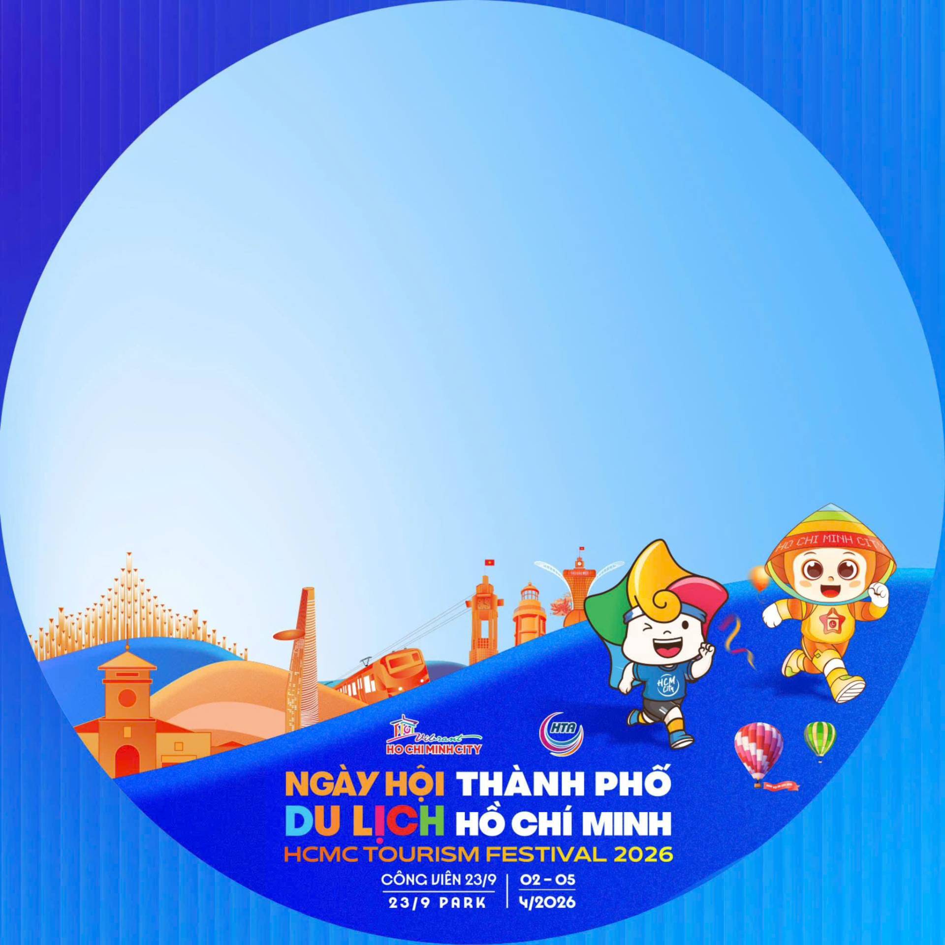 C&oacute; thể l&agrave; h&igrave;nh ảnh về văn bản cho biết '비1임 HOCHIMINHGIT NG&Agrave;YHỘI O TH&Agrave;NH PHỐ DU DULICH HỒ CHI MINH HCMC TOURISM CMCTOURISMFESTIVAL2 FESTIVAL 2026 C&Ocirc;NGVI&Ecirc;N 23/9 02- 05 23/9PARK 23/9 PARK 4/2026'