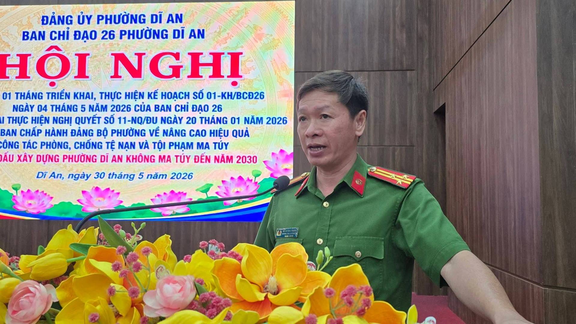 Có thể là hình ảnh về văn bản cho biết 'ĐẢNG ỦY PHƯỜNG DĨ AN BAN CHỈ ĐẠO 26 PHƯỜNG DĨ AN HỘI NGHI 01 THÁNG TRIỀN KHAI, THỰC HIỆN KÊ HOACH SÔ 01-KH/BCĐ26 NGÀY 04 THÁNG NĂM 2026 CỦA BAN CHỈ ĐẠO 26 THỰC HIỆN NGHỊ QUYẾT SỐ 11-NQ/ĐU NGÀY 20 THÁNG 01 NĂM 2026 BAN CHẤP HÀNH ĐẢNG BỘ PHƯỜNG VỀ NÂNG CAO HIỆU QUẢ CÔNG TÁC PHÒNG, CHỐNG TỆ NẠN VÀ TỘI PHẠM MA TÚY ẤU XÂY DỰNG PHƯỜNG DI AN KHÔNG MA TÚY ĐEN NĂM 2030 DiAn, Di An, ngày 30 tháng 5 năm 2026 uHR'