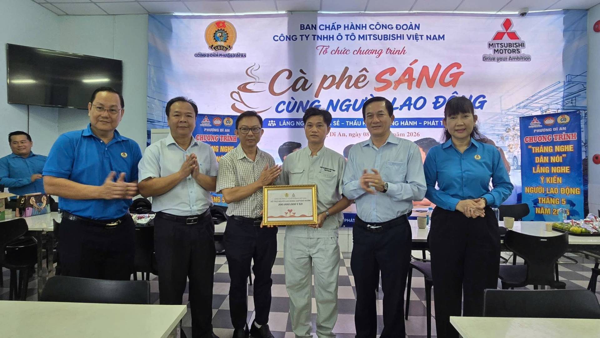C&oacute; thể l&agrave; h&igrave;nh ảnh về văn bản cho biết 'दरमाार @் BAN CHẤP H&Agrave;NH C&Ocirc;NG ĐO&Agrave;N C&Ocirc;NGTY TNHH T&Ocirc; MITSUBISHI VIỆT NAM To chức chương tr&igrave;nh C&agrave; ph&ecirc; S&Aacute;NG C&Ugrave;NG NGƯ LAO ដោង LẮNGNG SẺ THẤU ng&agrave;y 08 MITSUBISHI MOTORS Dria បកុេទំតាង. yaul Ambitien 6 ๑ CHƯONGTRINE TRINH Di IG HANH PHAT จลิก 2026 INGS ाক เนจง Di GHƯONG GHƯONGTRINH TRINH "TH&Aacute;NG TH&Aacute;NGNGHE NGHE D&Acirc;N &Nu;&epsilon;&iota;" LẮNG NGHE KIẾN NGƯỜI LAO ĐỘNG TH&Aacute;NG5 NAM 20 3G II'