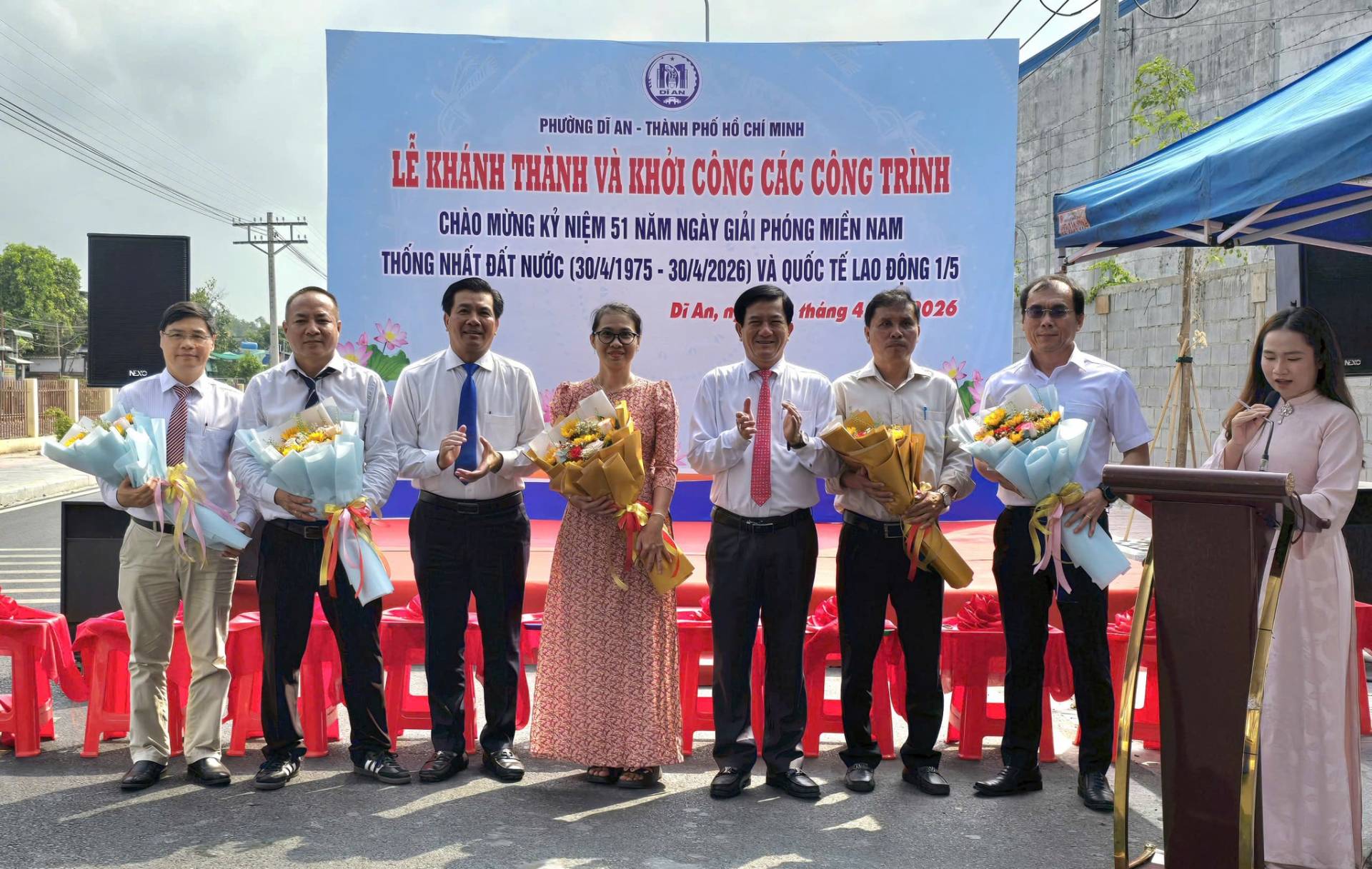 C&oacute; thể l&agrave; h&igrave;nh ảnh về văn bản cho biết 'PHƯỞNG AN TH&Agrave;NH PHỐ ỐC LẺ KH&Aacute;NH TH&Agrave;NH V&Agrave; KHỎI C&Ocirc;NG C&Aacute;C C&Ocirc;NG TR&Igrave;NH MINH CH&Agrave;O MỪNG &kappa;y NIỆM 51 NĂM NG&Agrave;Y GIẢI PH&Oacute;NG MIẾN NAM THỐNG NHẤT ĐẤT NƯỚC (30/4/1975- -30/4/2026) V&Agrave; QUỐC TẾ LAO DỘNG 1/5 1026 Di An, th&aacute;ng'