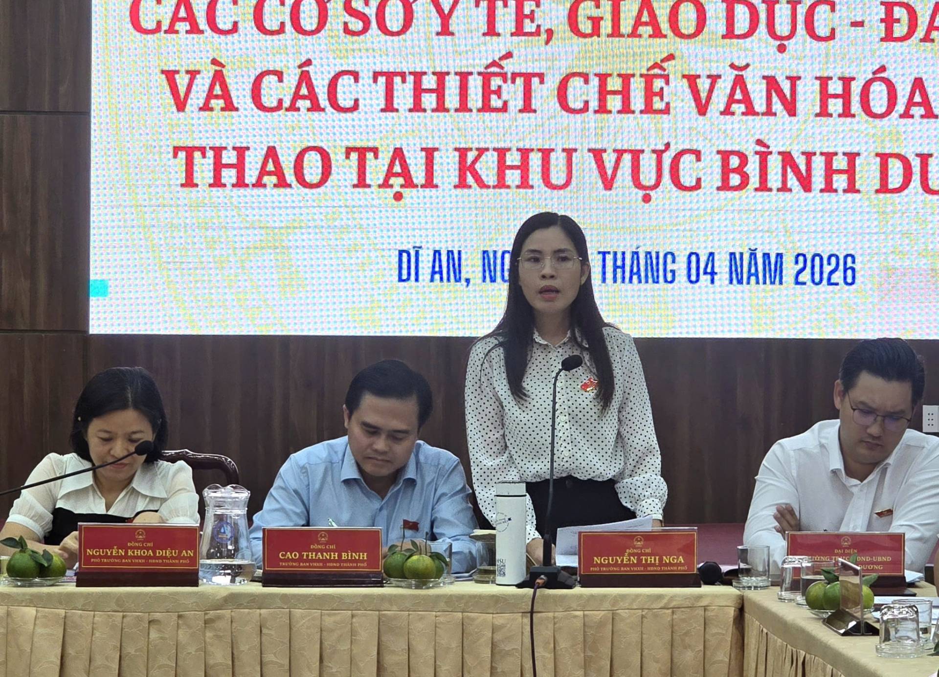 Có thể là hình ảnh về văn bản cho biết 'CAG COSO CACCOSOYTE, σO Y TE, DỤC Đ VÀ CÁC THIẾT CHẾ VĂN HÓA THAO TAI KHU VỰC BÌNH DU DI AN, DIAN,NO NO THÁNG 04 NĂM 2026 NGUYEN KHO DIỆU NGUYỄNKHOADIỆUAN AN CAOTHANHBINH CAO THANH BINH NGUYỄNTHINGA SANVUNG NGUYỀN NGUYỀNTHING NGUYENT NGA 85 ND-UBND'