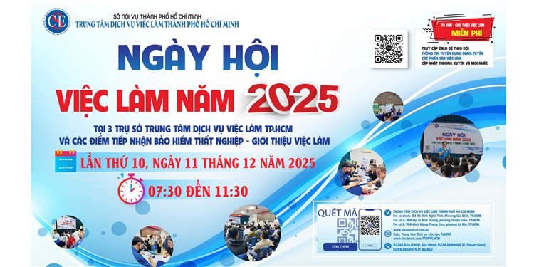 Ngày hội việc làm trực tiếp, trực tuyến tại Trung tâm và các Chi nhánh Bảo hiểm thất nghiệp lần 10 năm 2025