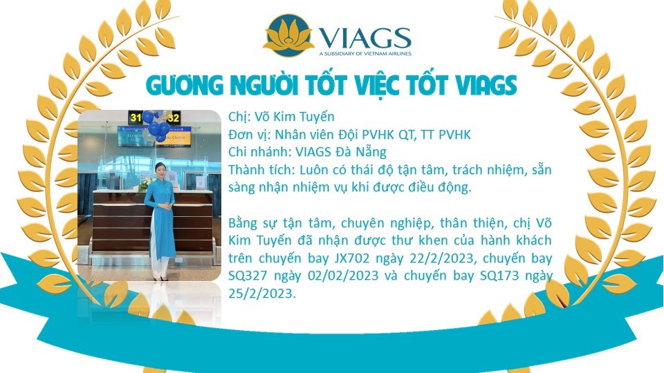 VIAGS: KHEN THƯỞNG TẤM GƯƠNG NGƯỜI TỐT - VIỆC TỐT THÁNG 2/2023