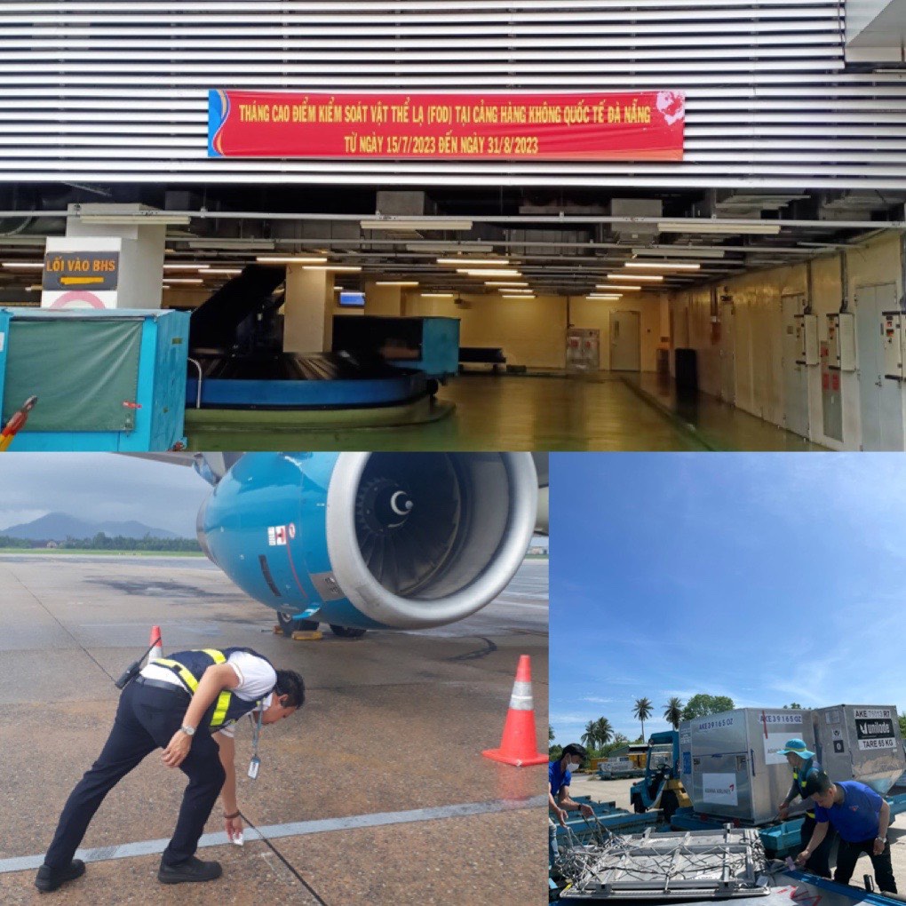 CHI ĐOÀN TRUNG TÂM PHỤC VỤ SÂN ĐỖ VIAGS DAD CÙNG CÁC CHI ĐOÀN PVHK, PVHH RA QUÂN KIỂM SOÁT VẬT THỂ LẠ (FOD) TRÊN KHU VỰC SÂN ĐỖ