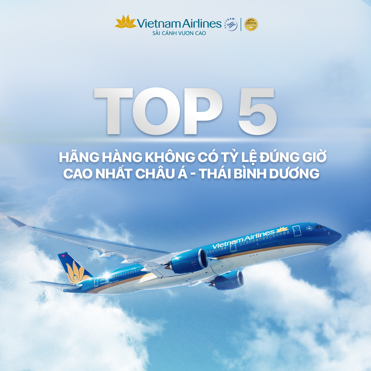 VIETNAM AIRLINES NAMED AMONG TOP 5 MOST PUNCTUAL AIRLINES IN ASIA PACIFIC