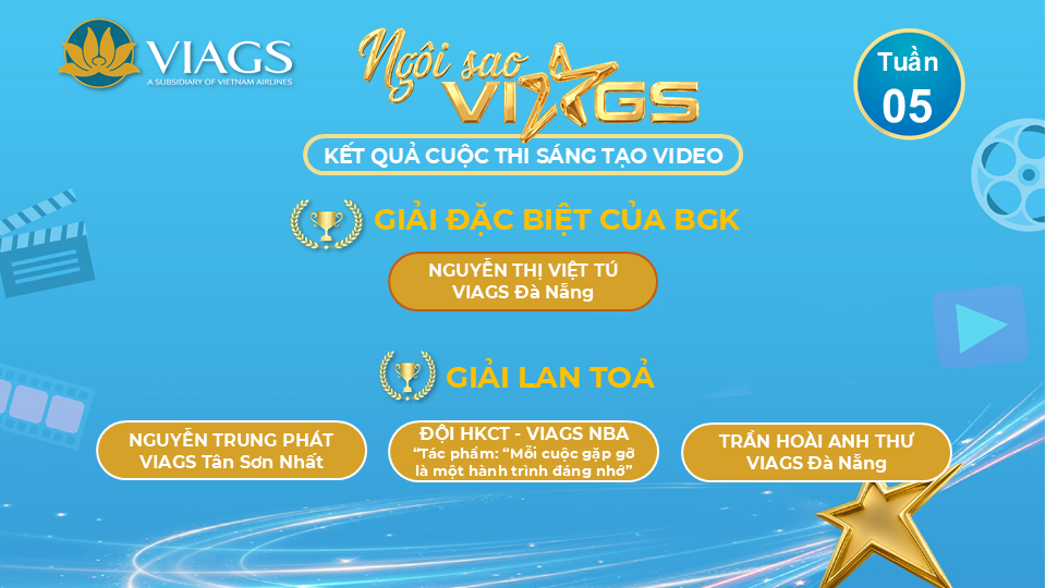 KẾT QUẢ TUẦN 5: CUỘC THI SÁNG TẠO VIDEO CLIP “NGÔI SAO VIAGS”