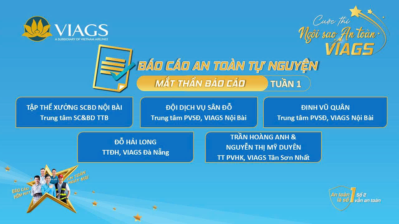 KẾT QUẢ TUẦN 01: CUỘC THI NGÔI SAO AN TOÀN VIAGS